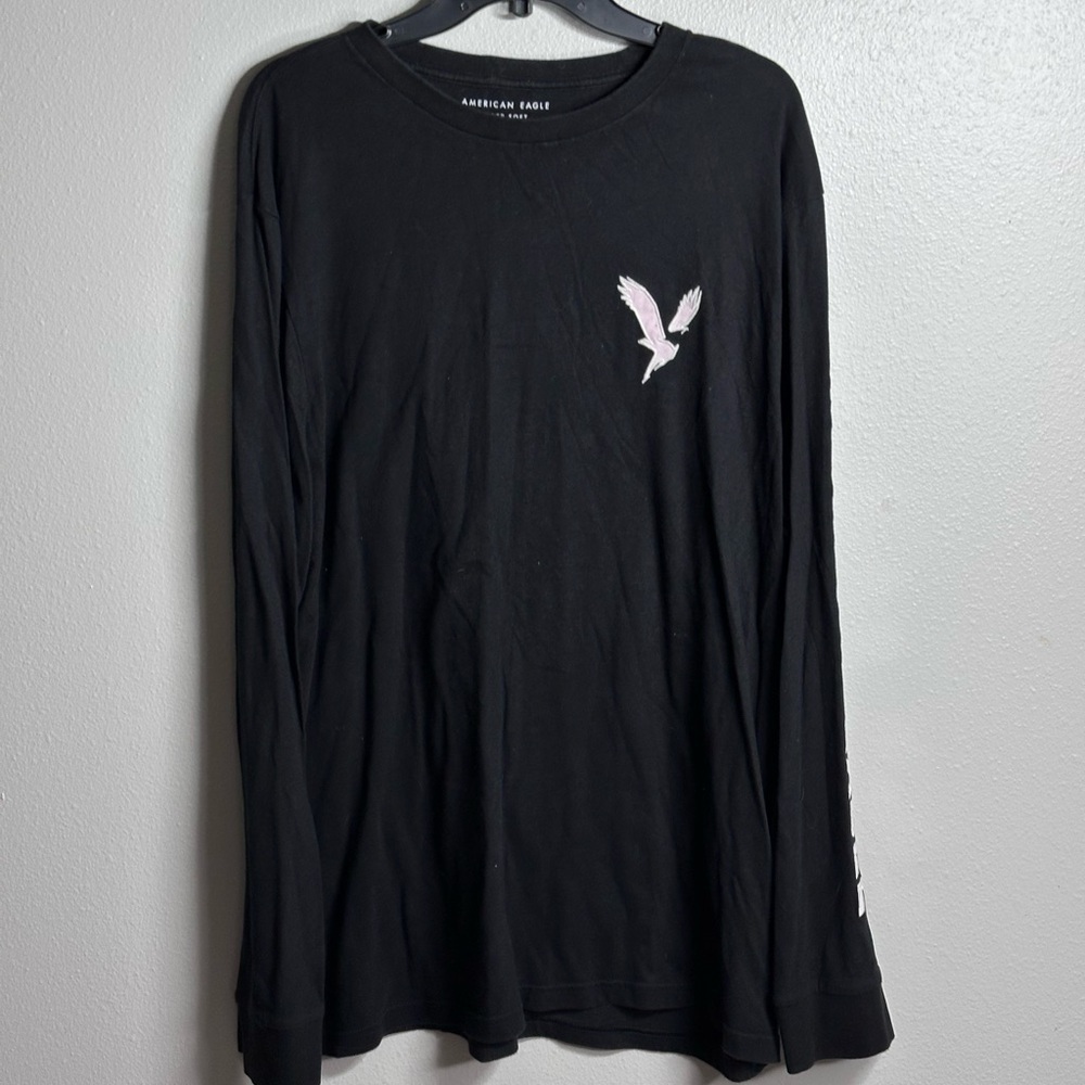 American Eagle Women Black Long Sleeve Super Soft Standard Fit Shirt Size XLT.